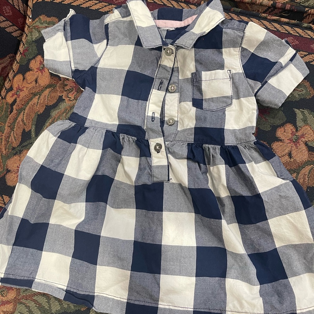 Carter's Blue and White Checkered Casual Dress